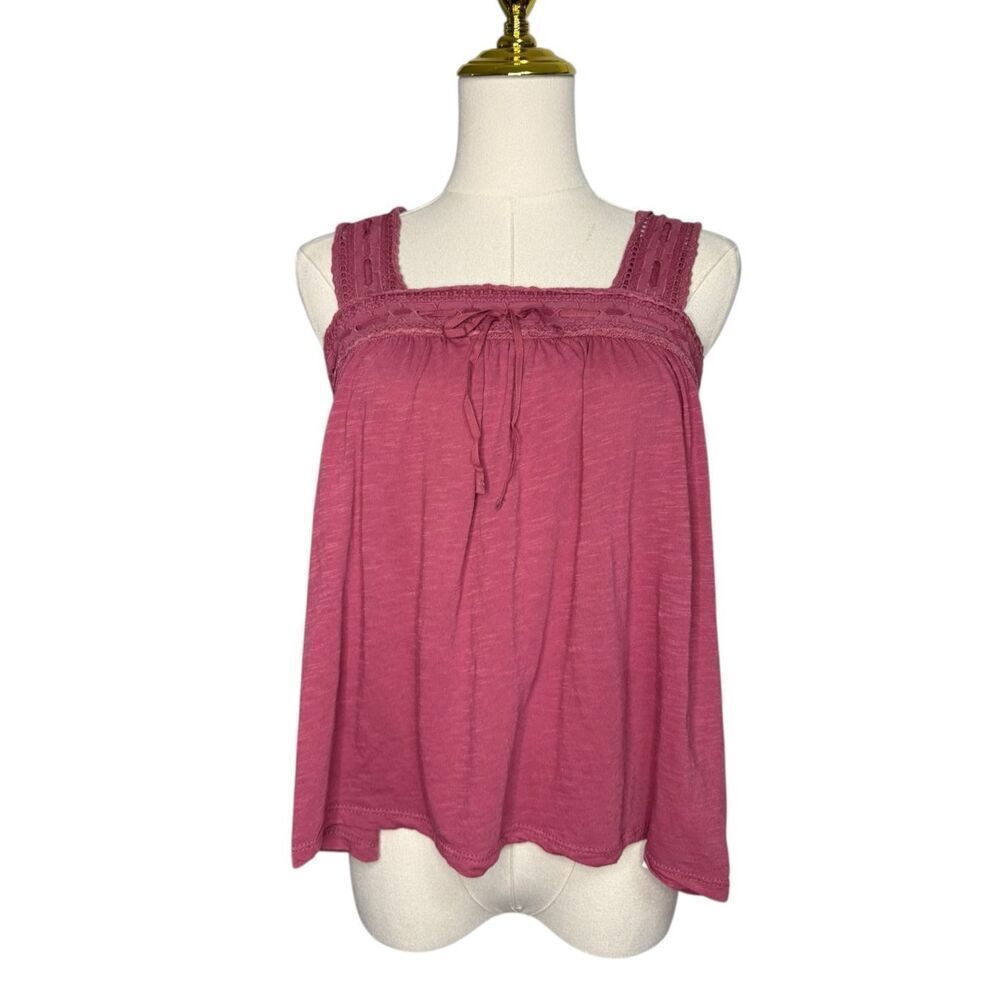 Lucky Brand Women’s XS Square Neck Lace Tank Babydoll Top Rose Brown Flowy Y2K - Picture 4 of 9